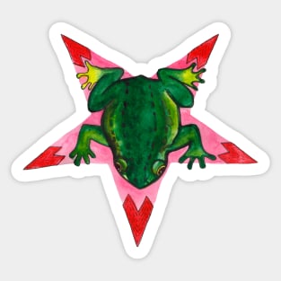 Satanic star green frog Sticker